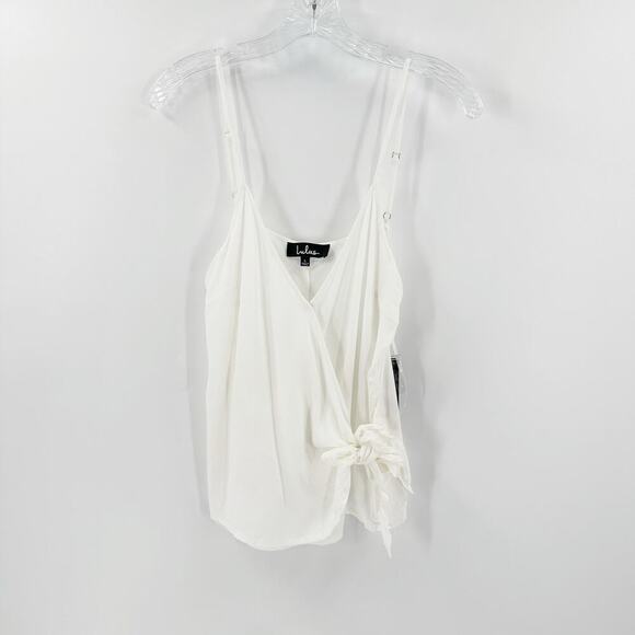 NWT Lulus White Adjustable Strap V-Neck Side Tie Wrap Cami Top Size Large - Picture 1 of 11
